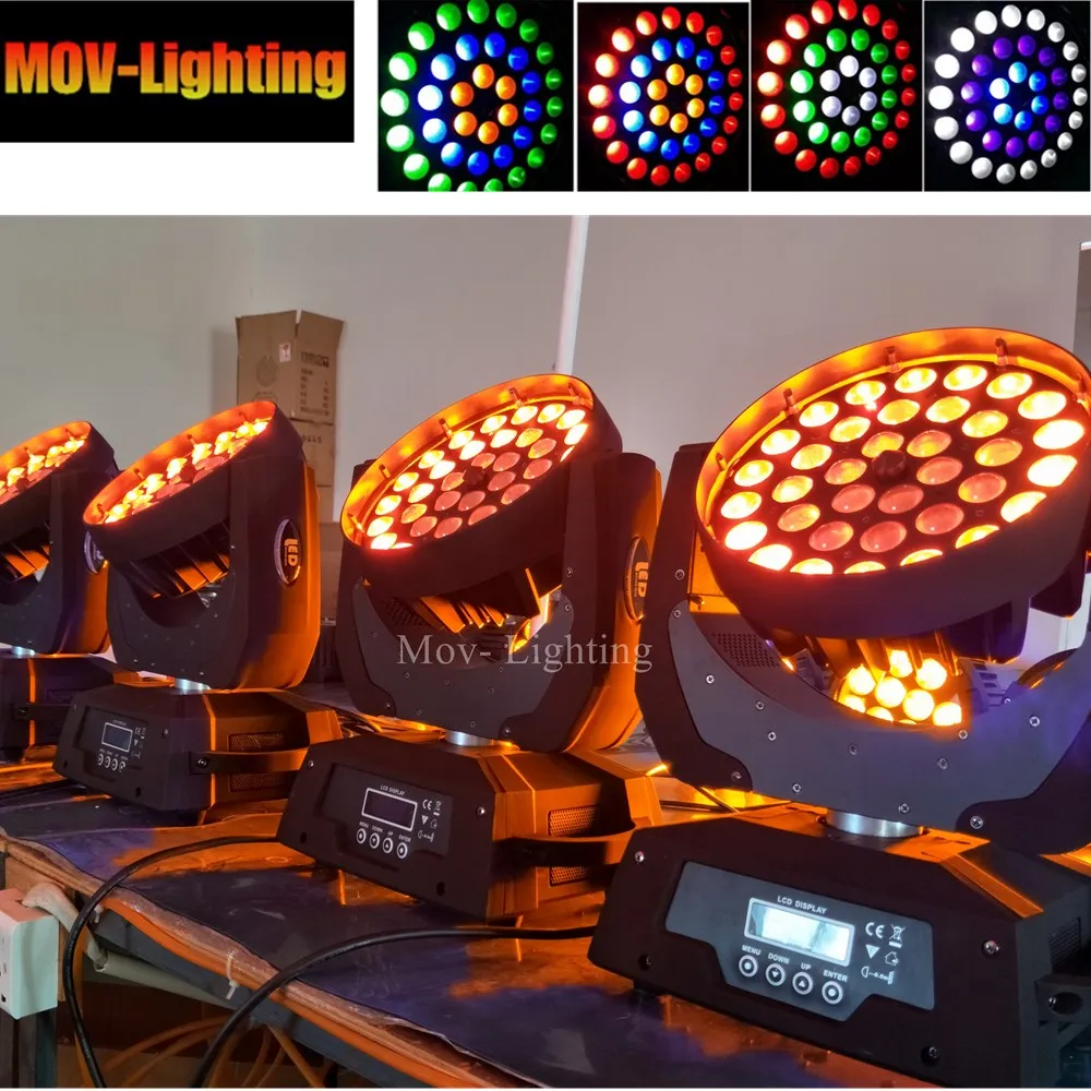 4 шт. светильник с подвижной головкой Bee Eye 36x12W RGBW 4in1 36x18w 6in1 Led Zoom DJ DMX Disco Beam Wash|Эффект