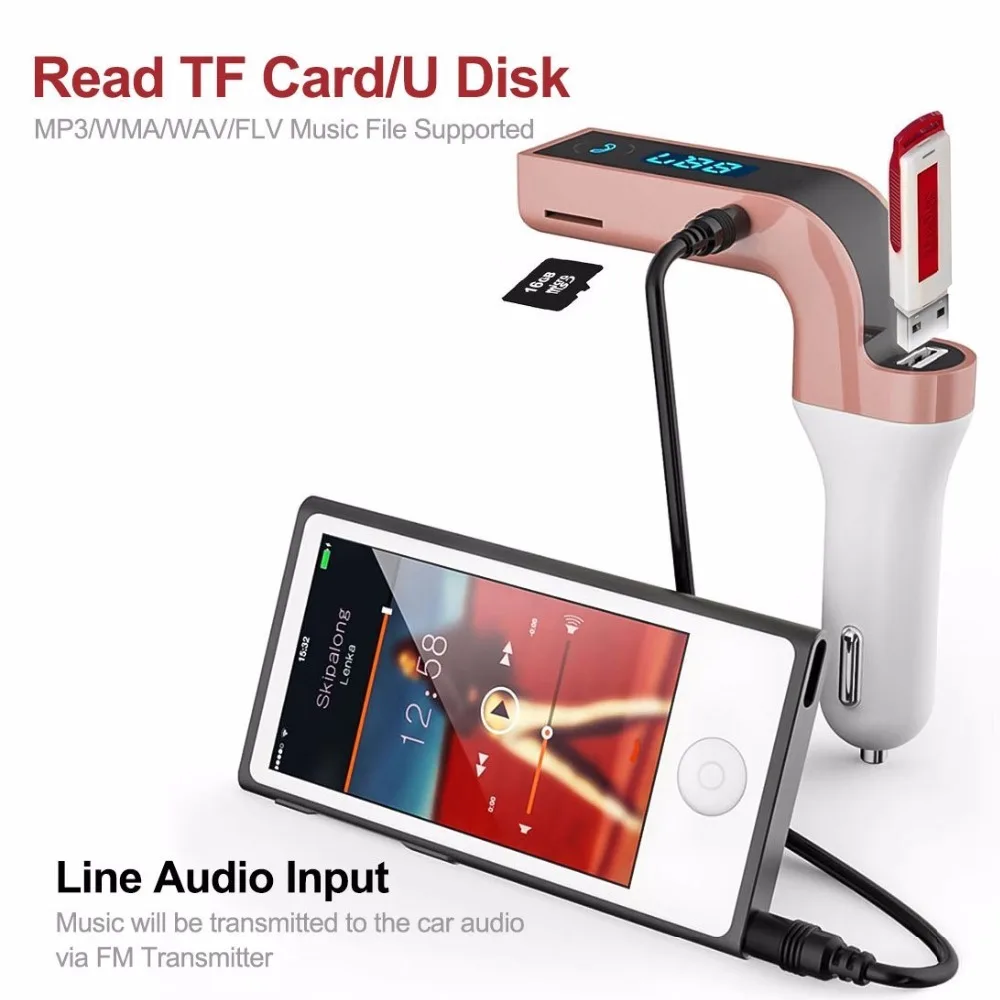 DONAK 4 в 1 Hands Free Беспроводной Bluetooth fm-передатчик G7 + AUX модулятор Автомобильный