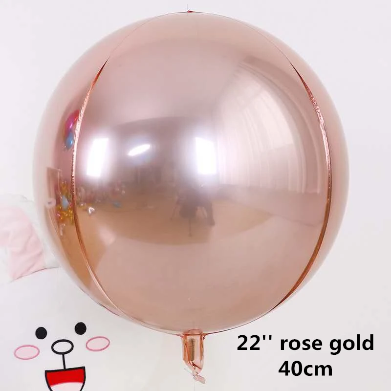 Danuyli 1 шт. 10 ''18'' 22 ''розовое золото 4D Круглый Свадебный шар День рождения украшение гелий алюминиевые фольги воздушные шары - Цвет: 22inch rose gold