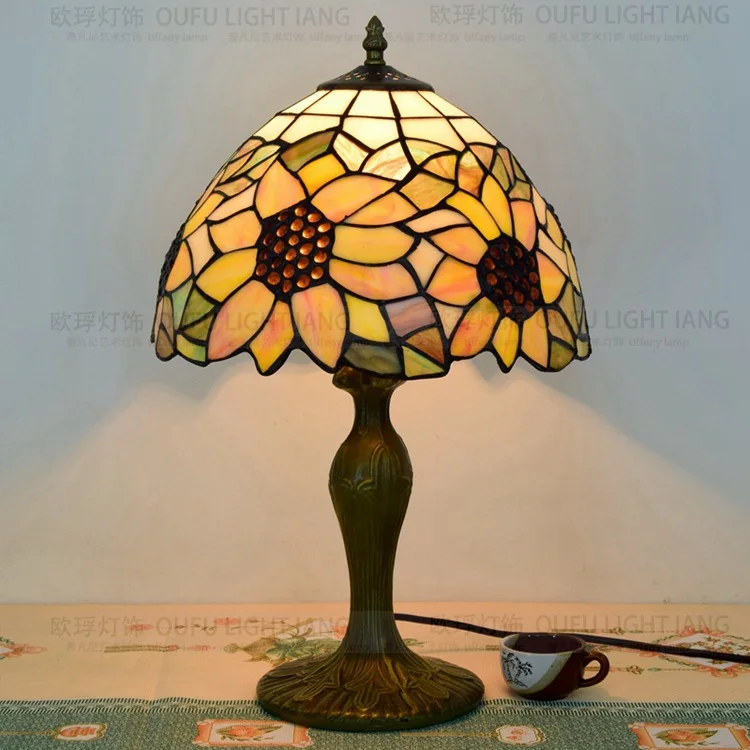 Настольная лампа с подсолнухами 12 дюймов E27 110 240 В|table lamp|stained glass lamptiffany table lamp |