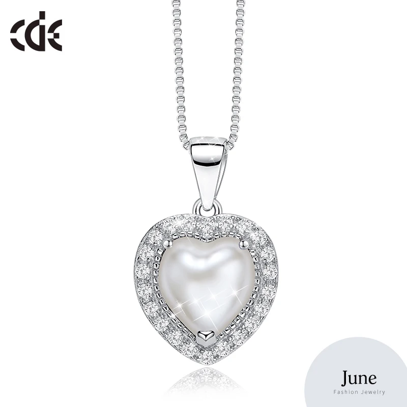 June CDE 925 пробы Серебряное ожерелье украшено кристаллами Swarovski женское ожерелье в форме сердца воротники-ожерелья ювелирные изделия - Цвет камня: June