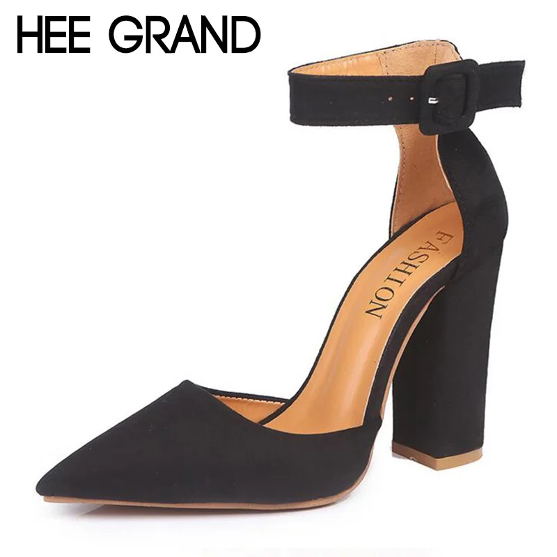 HEE GRAND/Новинка 2018 года женские туфли лодочки на толстом каблуке с пряжкой