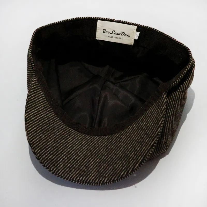 Boolawdee 56/58/60 см шестиугольник newsboy cap художник шляпу модные коричневые полоски обувь для мужчин и женщин для отдыха носить аксессуары M619