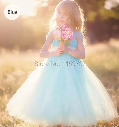 Formal Style Lovely Flower Girl Dresses Floor Length Tulle Ball Gown Little Child Dress With Sash Thin Straps Kids Wear | Свадьбы и