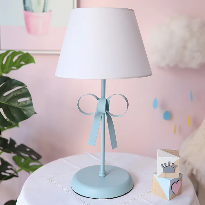 Bow-knot Table Light LED Desk Lamp Fabric Lampshade Lights for Children's Room Princess Bedroom Bedside Lamps Luminaire