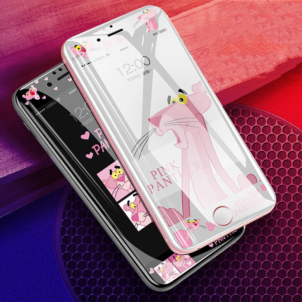 9H HD закаленное стекло для защиты экрана iPhone 6 6s Plus 7 8 Розовая пантера мультяшная