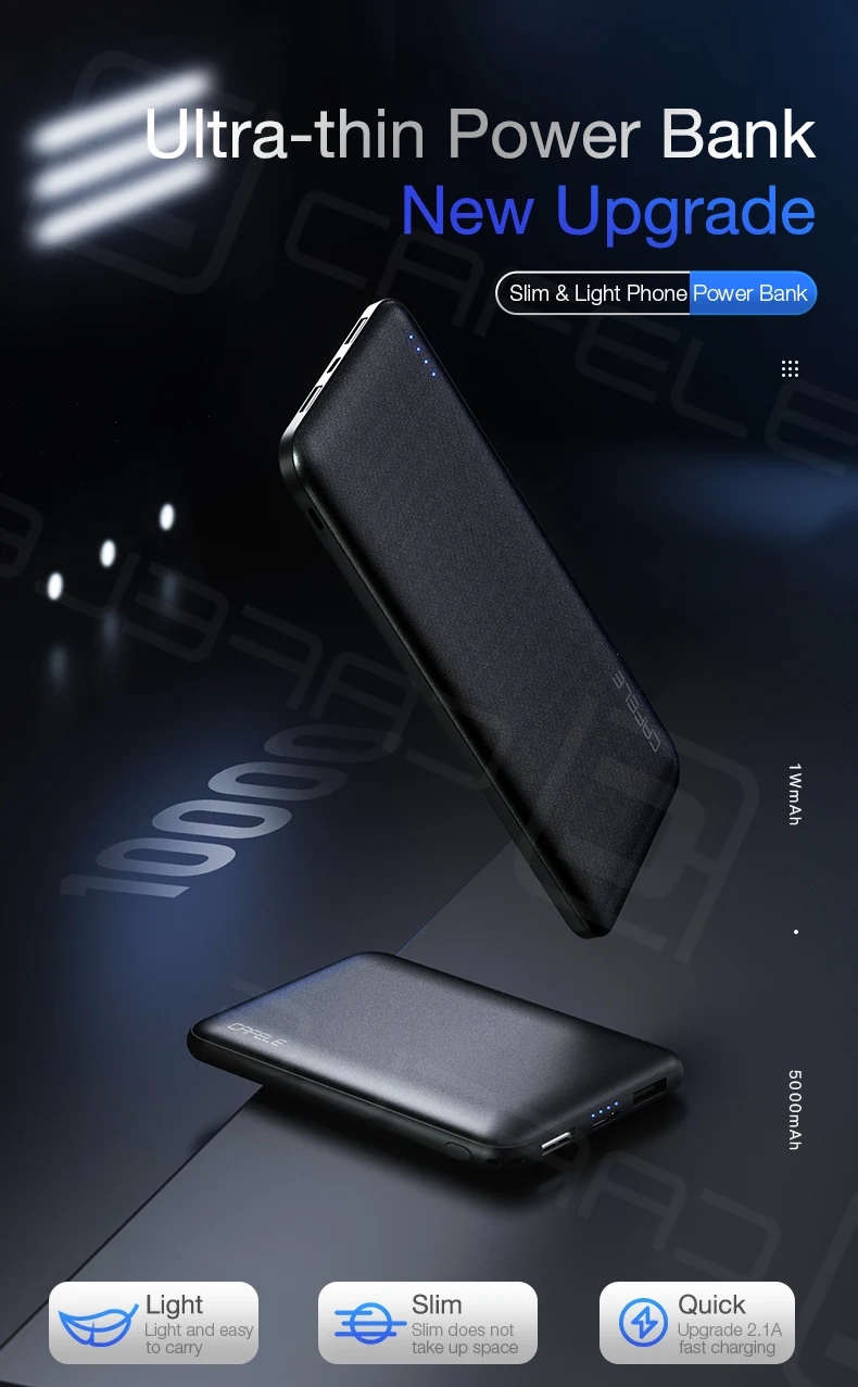 CAFELE 10000 мАч Внешний аккумулятор внешний аккумулятор мини банк питания 2 USB портативное зарядное устройство Зарядка повербанк для Xiaomi 5000/10000/20000