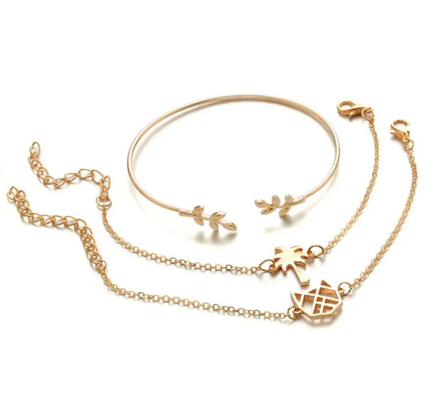 4 шт./компл. набор золотых браслетов pulseras с круглыми цепочками в богемном стиле