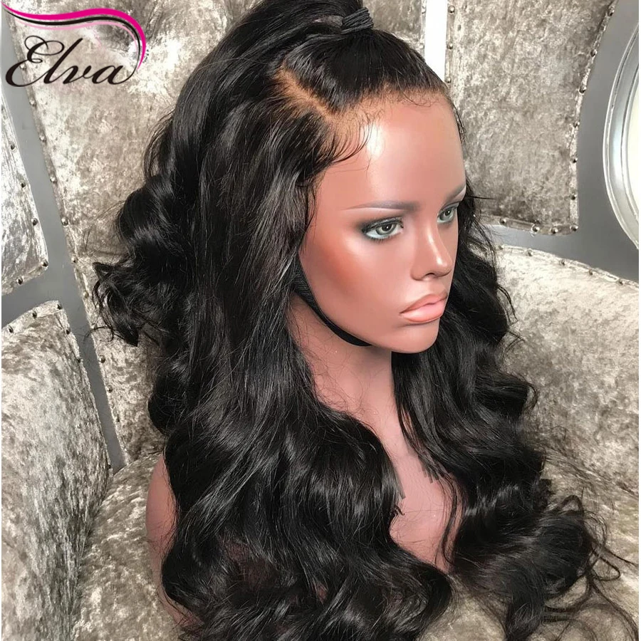 Elva волосы 150% полный кружево человеческие парики предварительно сорванные с
