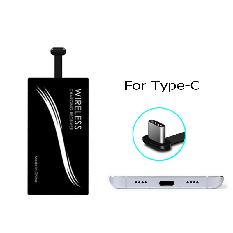 For Type C Портативное Мобильное Беспроводное зарядное устройство приемник для iPhone 5 6 7 Plus samsung 5V 1A Универсальный Micro type-C смартфон Qi Быстрая зарядка - Тип штекера: For Type C