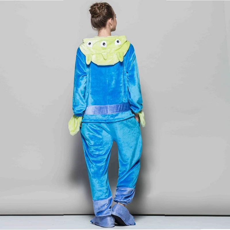Кигуруми 2018 осень Monester три глаза университет Салли Onesie для взрослых капюшон