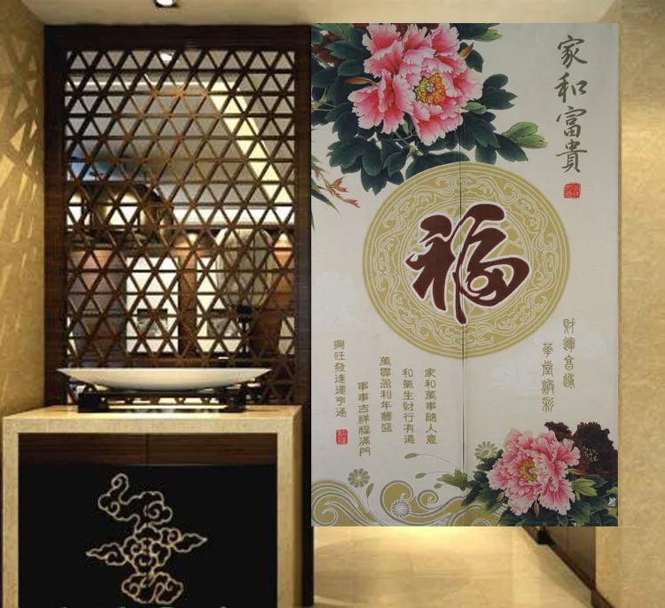Японская занавеска с пионами Noren Koi японская для дверных проемов штора дверей Feng