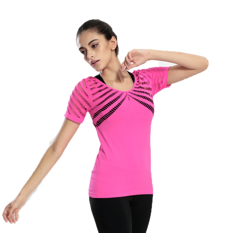 Женская дышащая быстросохнущая футболка Besgo из спандекса для йоги сексуальная