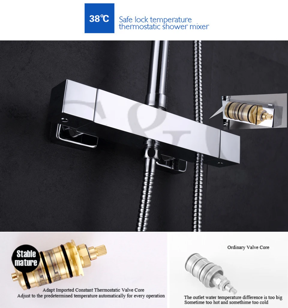 Термостатический смеситель для душа кран ванны 30 х20 см дождевая насадка ванной