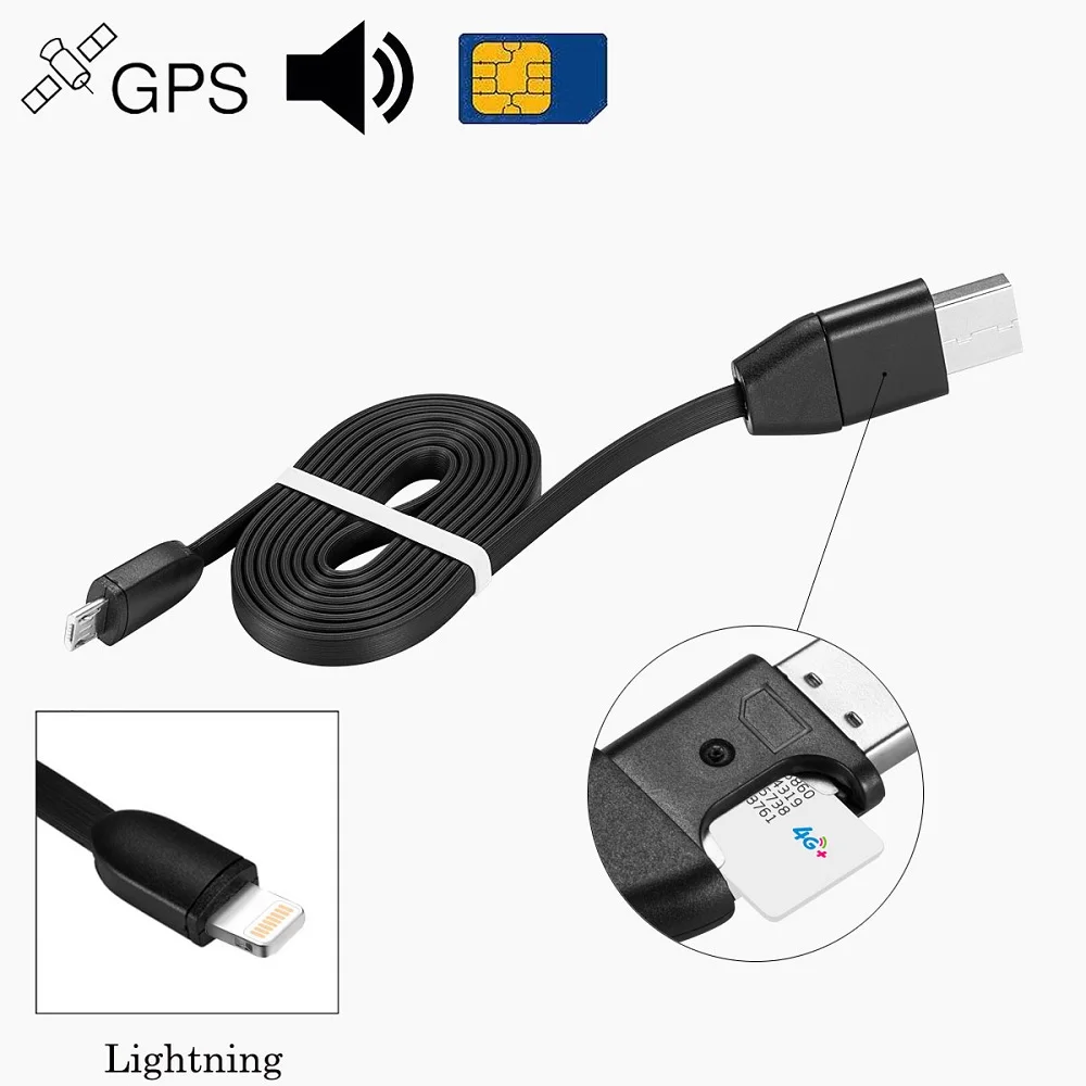 for iPhone Автомобильный локатор gps отслеживание активности устройства сигнализации трекер USB кабель зарядное устройство Слушайте звук GSM GPRS для iPhone Android - Цвет: for iPhone
