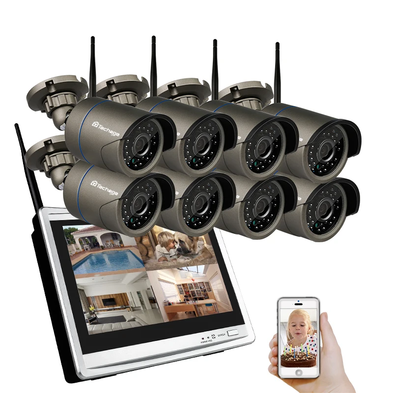 Techage Eseecloud P2P 8CH 960 P Wifi Беспроводной 12 &quotЖК дисплей монитор система NVR 1.3MP ИК ночного