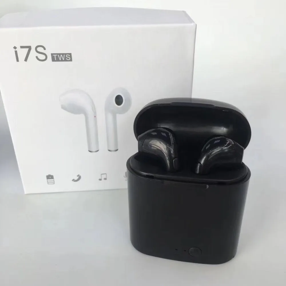 i7S Black With Box I9S TWS беспроводные наушники портативные мини Bluetooth гарнитуры невидимые наушники i7S TWS i24 TWS наушники для iPhone Android Xiaomi - Цвет: i7S Black With Box