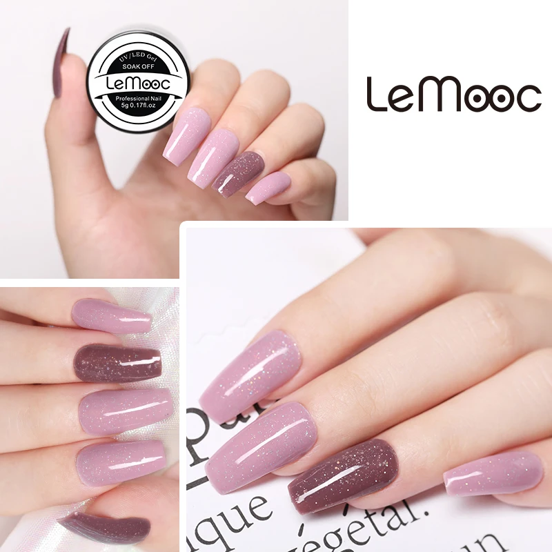 Гель лак для ногтей LEMOOC 5 мл фиолетовые розовые серебряные блестки разных цветов