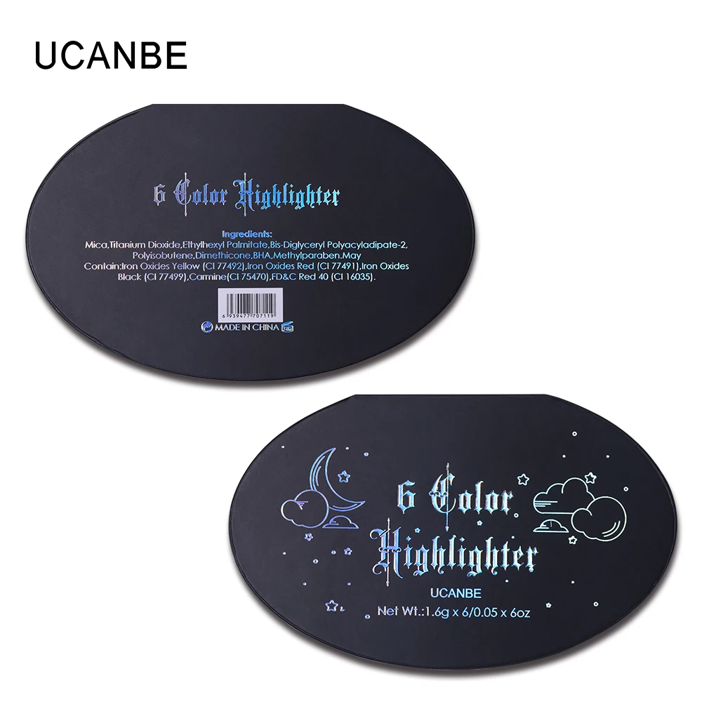 UCANBE Holographic Glitter Highlighter+Blush Multi-use Glow Kit Shiny Makeup Brighten Face Bronzer Contour Eye Shadow Palette