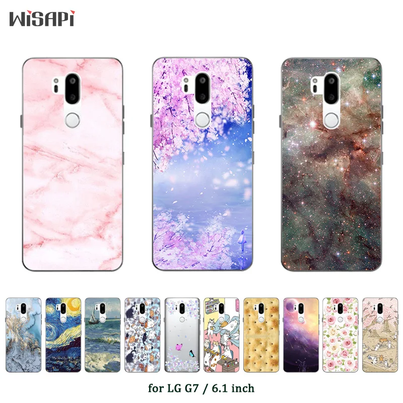 TPU для LG G7 ThinQ облегающий чехол 6," для LG G710 задняя крышка Мягкий Силиконовый Модный чехол с принтом для LG G710 полная защита
