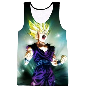 1 Новейший аниме Dragon Ball Z Super Saiyan безрукавки Goku/Vegeta/Majin Buu/Brolly печать безрукавки мужчины женщины-хипстеры 3D Повседневный жилет - Цвет: 1