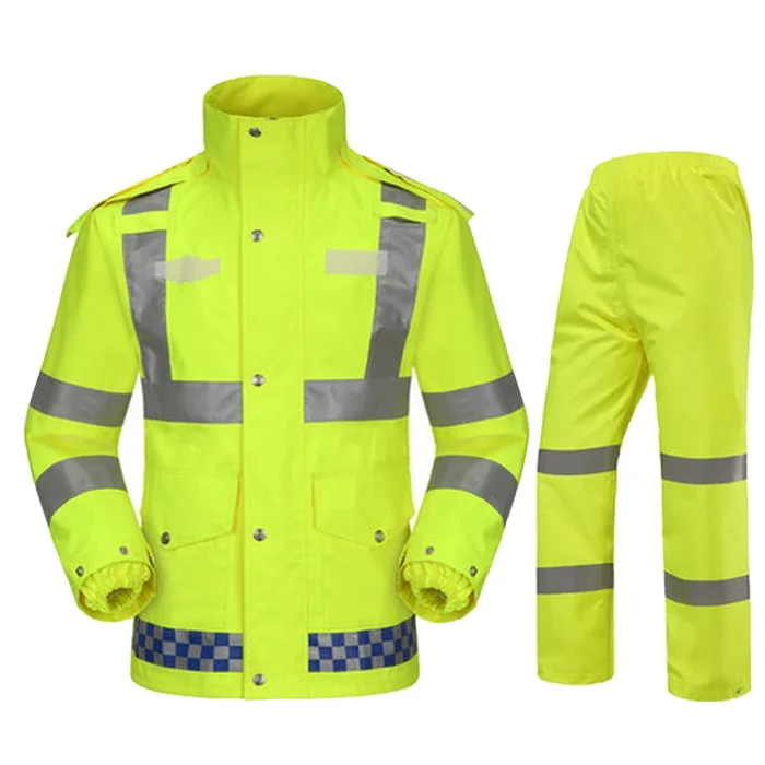 Yellow suit Hi vis плащ-дождевик EN471 Водонепроницаемый защитный светоотражающий жилет непромокаемые штаны непромокаемая куртка - Цвет: Yellow suit