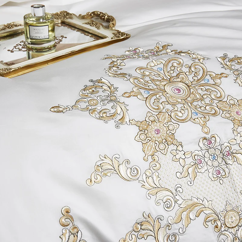 Роскошный свадебный комплект постельного белья из египетского хлопка с вышивкой