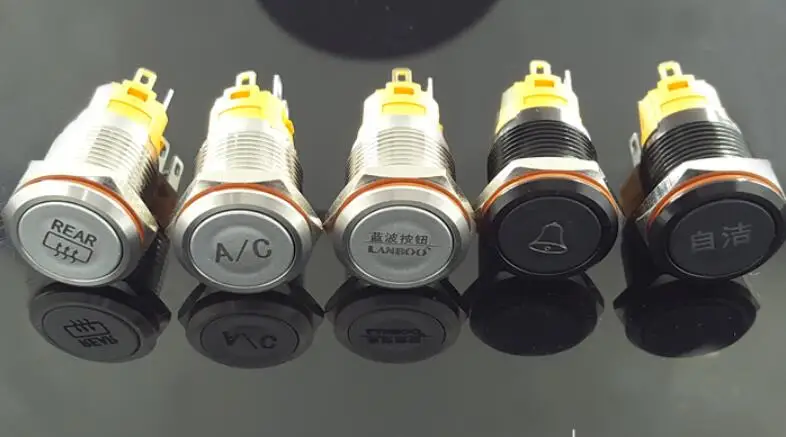 

10pcs 16mm/19mm metal button switch custom Number symbol text Self locking/self reset button