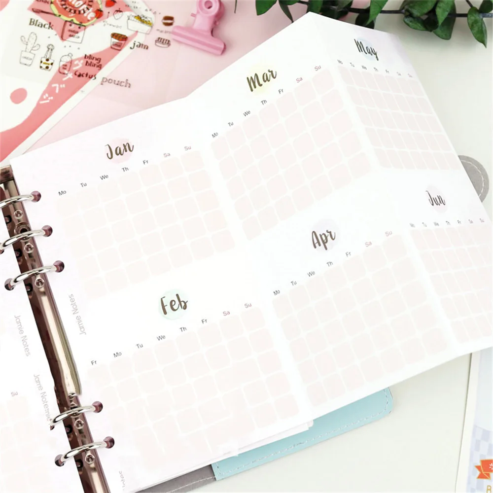 

5 Sheets Planner Three Fold Paper Refills A5/A6 Spiral Notebook Inner Pages 6 Holes Dairy Planner Loose Leaf Binder Paper Agenda