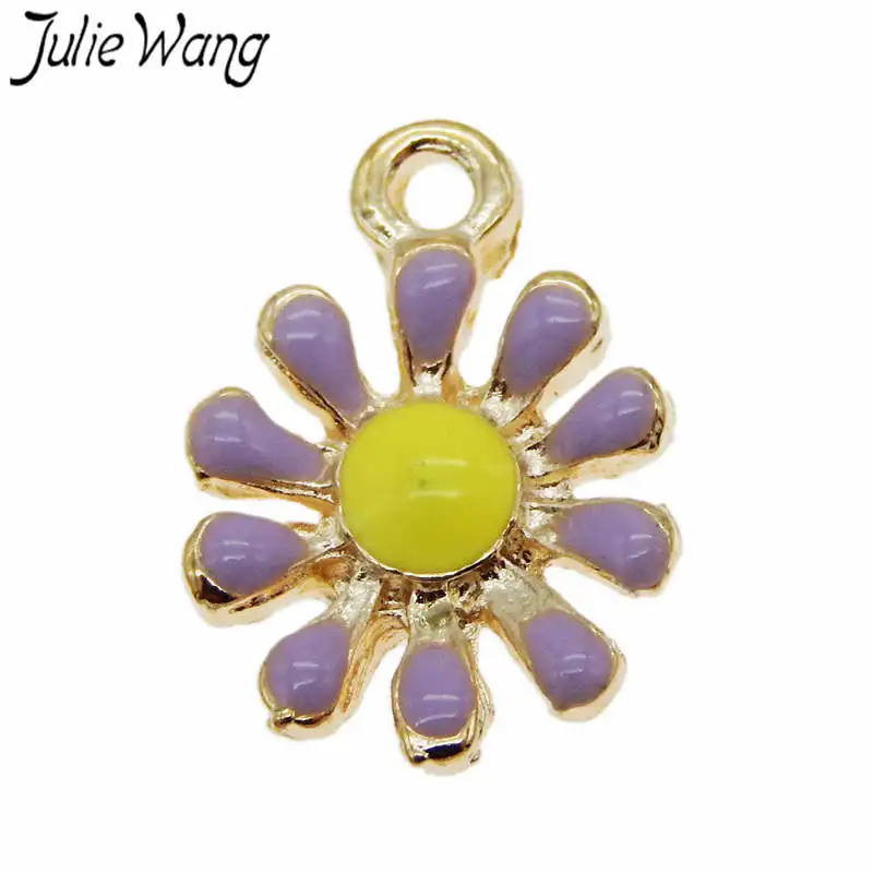 Julie Wang 6 шт. сплав Золотая основа цветы подвески для ожерелье с кулоном серьги