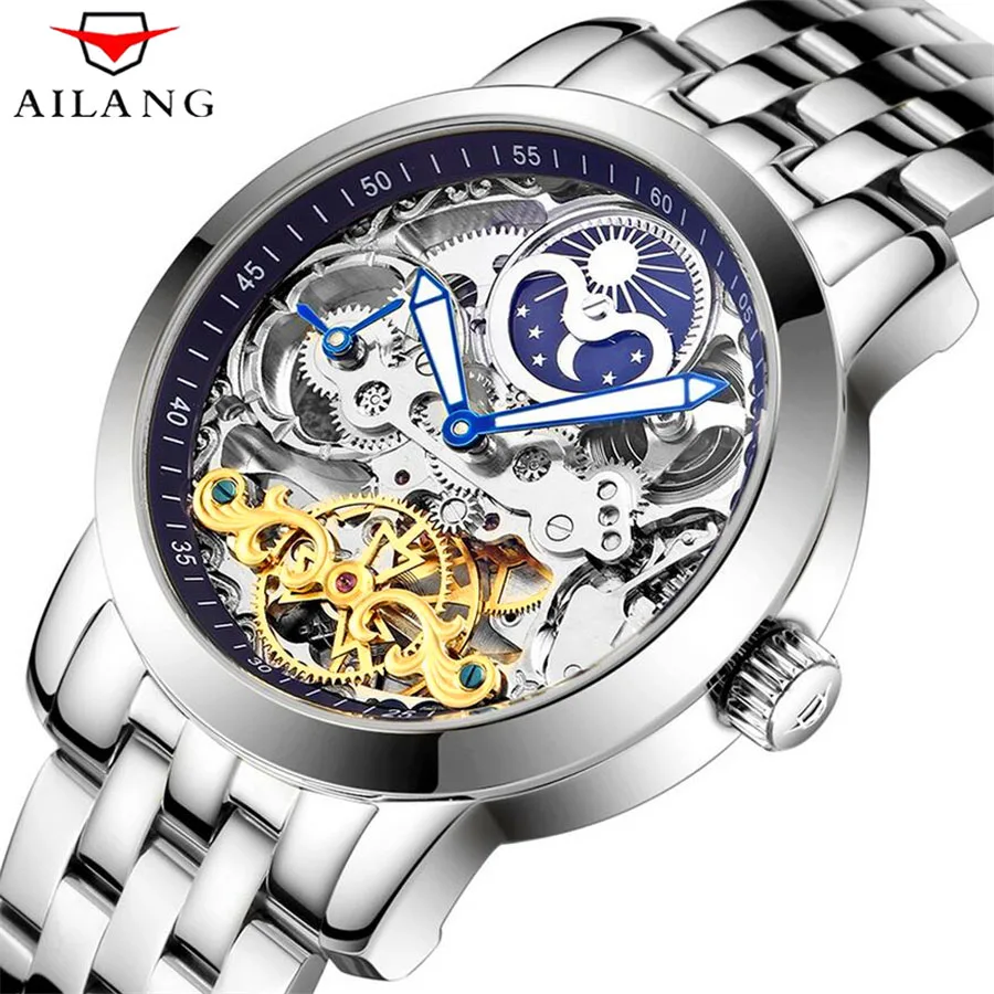 

AILANG Brand Luxury Business Men's Leather Classic Design Tourbillon Watch Skeleton Automatic Mechanical Watches Men Waterproof