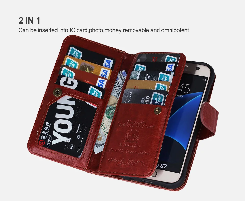 Чехол LANCASE для Samsung Note 4 съемный кожаный чехол бумажник Galaxy S7 Edge S6 5 S8 Plus|for samsung galaxy|s6