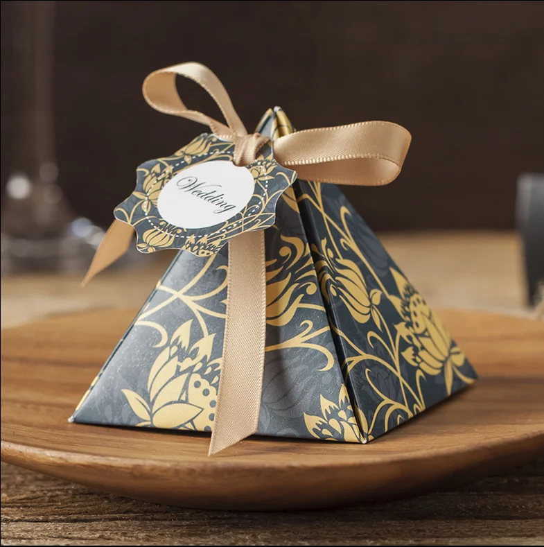 100 шт. высококачественные бумажные коробки треугольная пирамида Свадебные