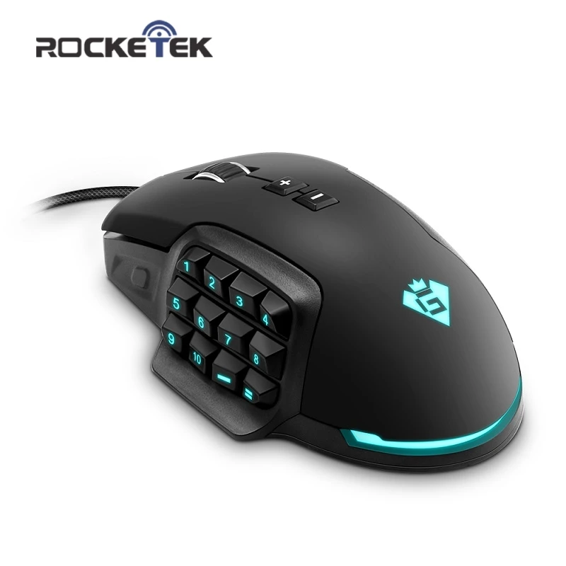 Rocketek Проводная игровая мышь USB 24000 dpi 16 кнопок RGB лазерная программируемая игровая мышь с подсветкой эргономичная для ноутбука компьютера