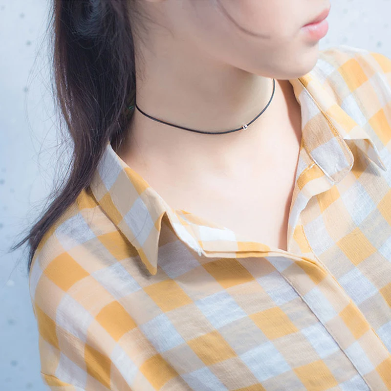 Женское колье чокер из искусственной кожи простое черное стерлингового серебра