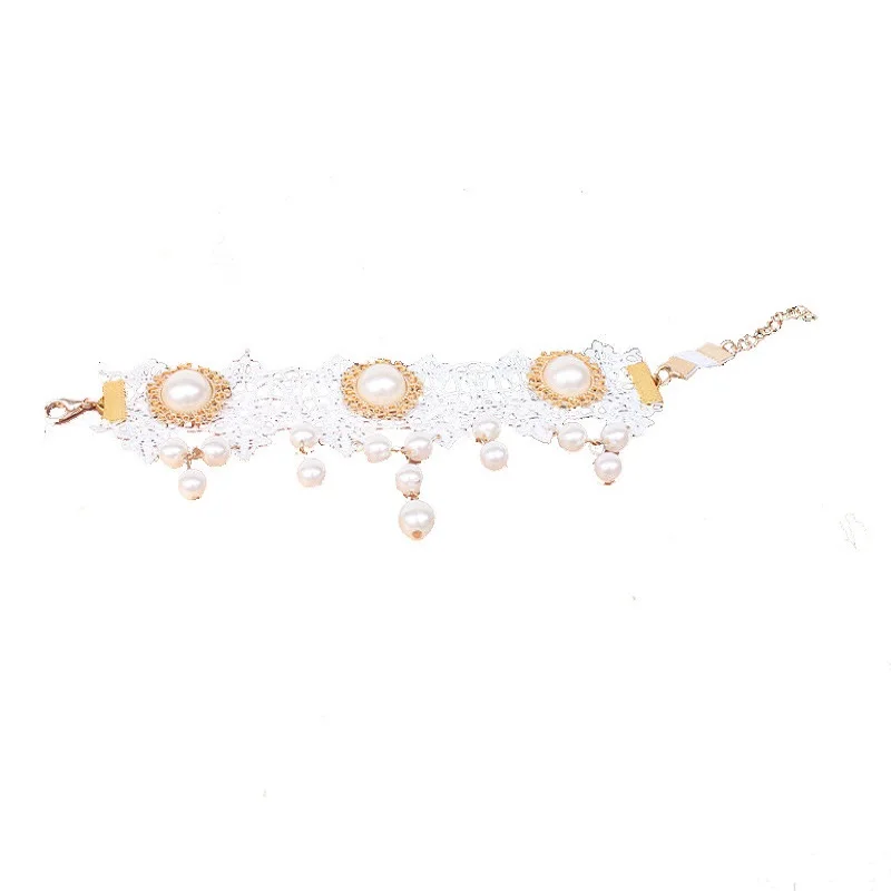 New Vintage White Lace Bracelet Belly Dance Pearl Cover Scars Bride Wedding Accessory Charm Upper Arm Bracelets for Women | Украшения и