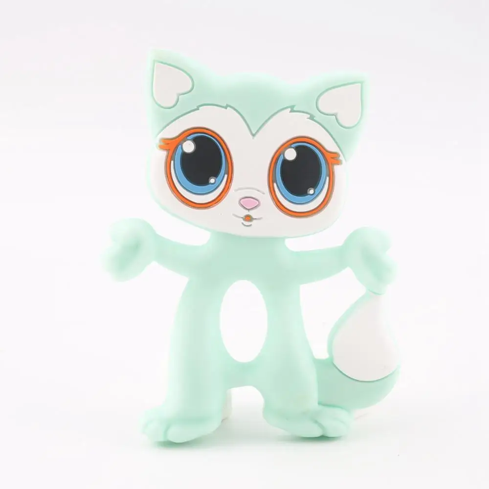 Mint Cat 1 шт., детский прорезыватель, силиконовый, большой глаз, кошка, грызуны, милый силиконовый прорезыватель, сделай сам, для кормления, ожерелье, соска, цепочка, подвеска для ребенка, продукт - Цвет: Mint Cat