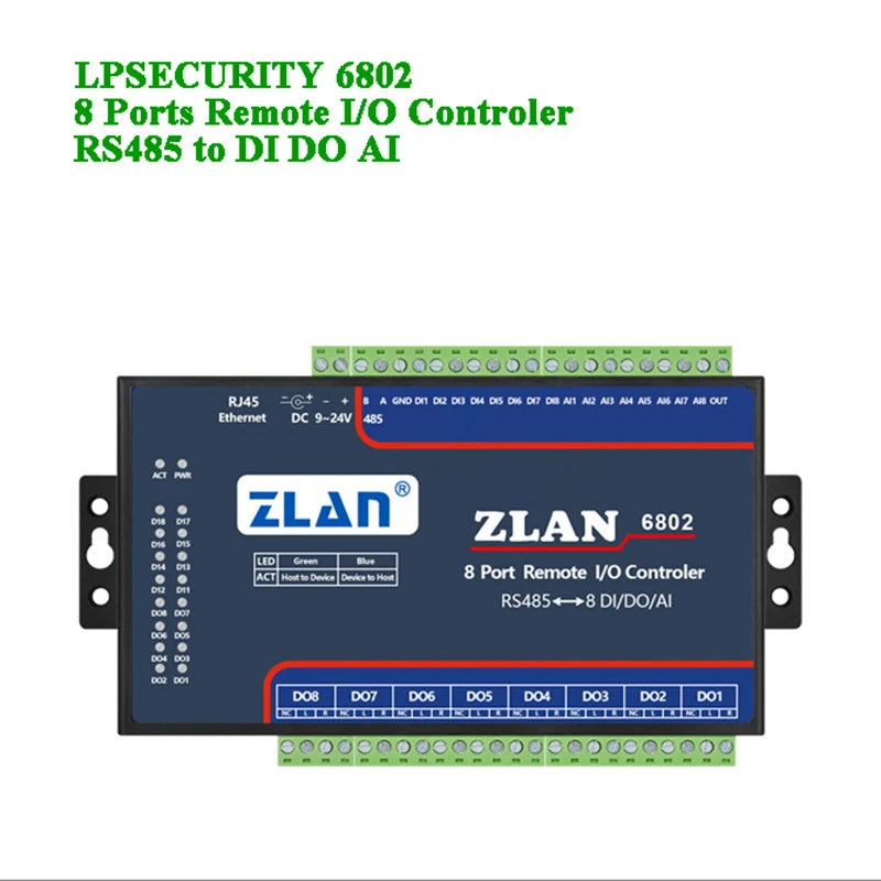 8Port Remote IO Controler/RS485 to DI/DA/AI Input/output/Analog module Support Modbus RTU TCP/Ethernet/ Wifi/RS485 Communication