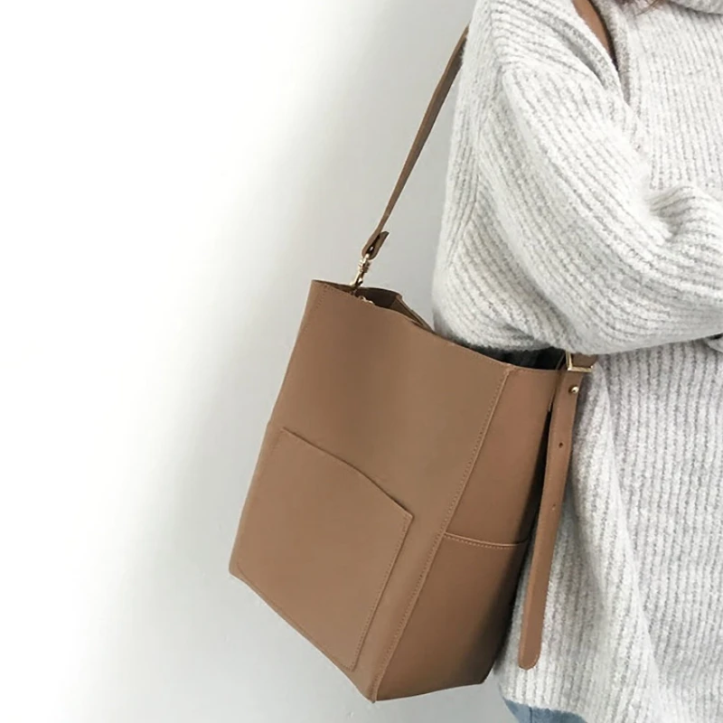 Youda Большая вместительная сумка мешок для девушек модная однотонная из ПУ