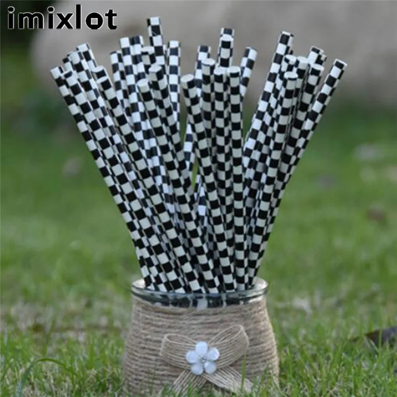 Imixlot 25Pcs Paper Straw Creative Colorful Disposable Juice Milk Drinking for Birthday Wedding Decorative Party Accessory | Дом и сад