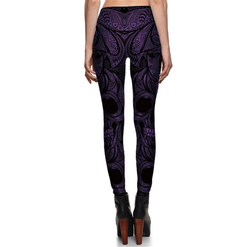 Леггинсы для фитнеса новые женские шаровары с фиолетовым черепом Armour Warrior стретч