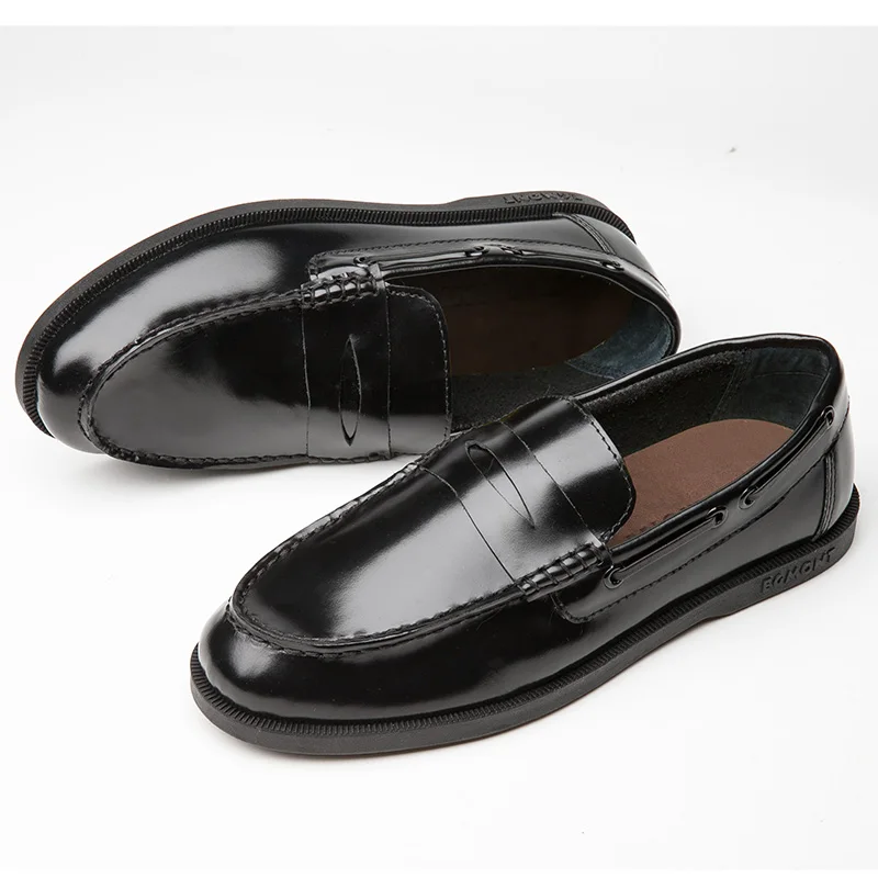 Egmont EG-89 Spring Summer Boat Shoes Mens Casual Loafers Genuine Leather Patent Solid Handmade Comfortable Breathable | Обувь