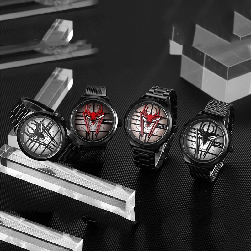 Кварцевые мужские часы люксовый бренд паук циферблат сетка нержавеющая сталь