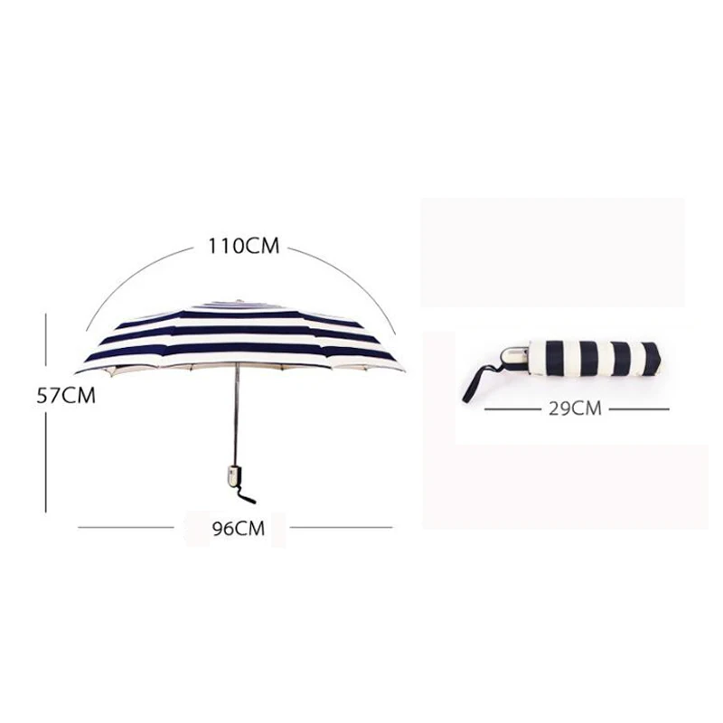 

Full Automatic Folding Umbrella Men Women 8 Rib Strong Quality Stripe Umbrellas Rainy Sunny Anti-Windproof Rain Gear