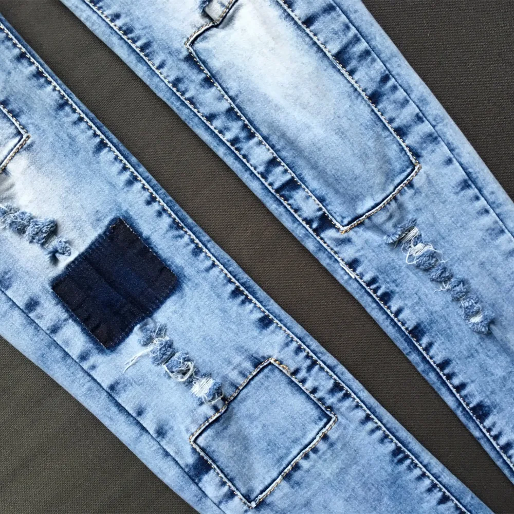 

Fashion Patchwork Pencil Pants Distressed jeans woman jeans for women Hole Skinny jeans vaqueros mujer jean denim pants pantalon