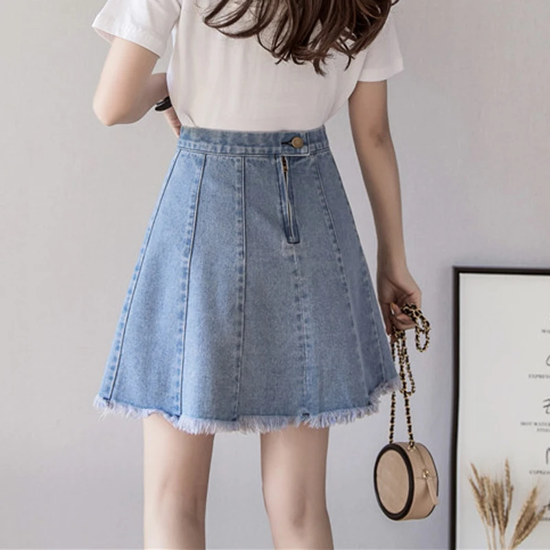 Женская джинсовая юбка с вышивкой Zoki модная летняя мини высокой талией и