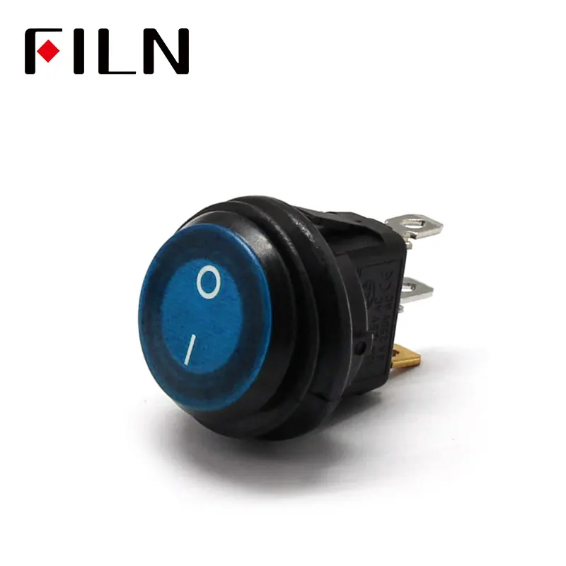 Round Blue Filn мини вкл/выкл печать водонепроницаемый кулисный переключатель в 12v 220V IP67 освещение 6A 250vac кнопочный переключатель кулисный переключатель - Цвет: Round Blue