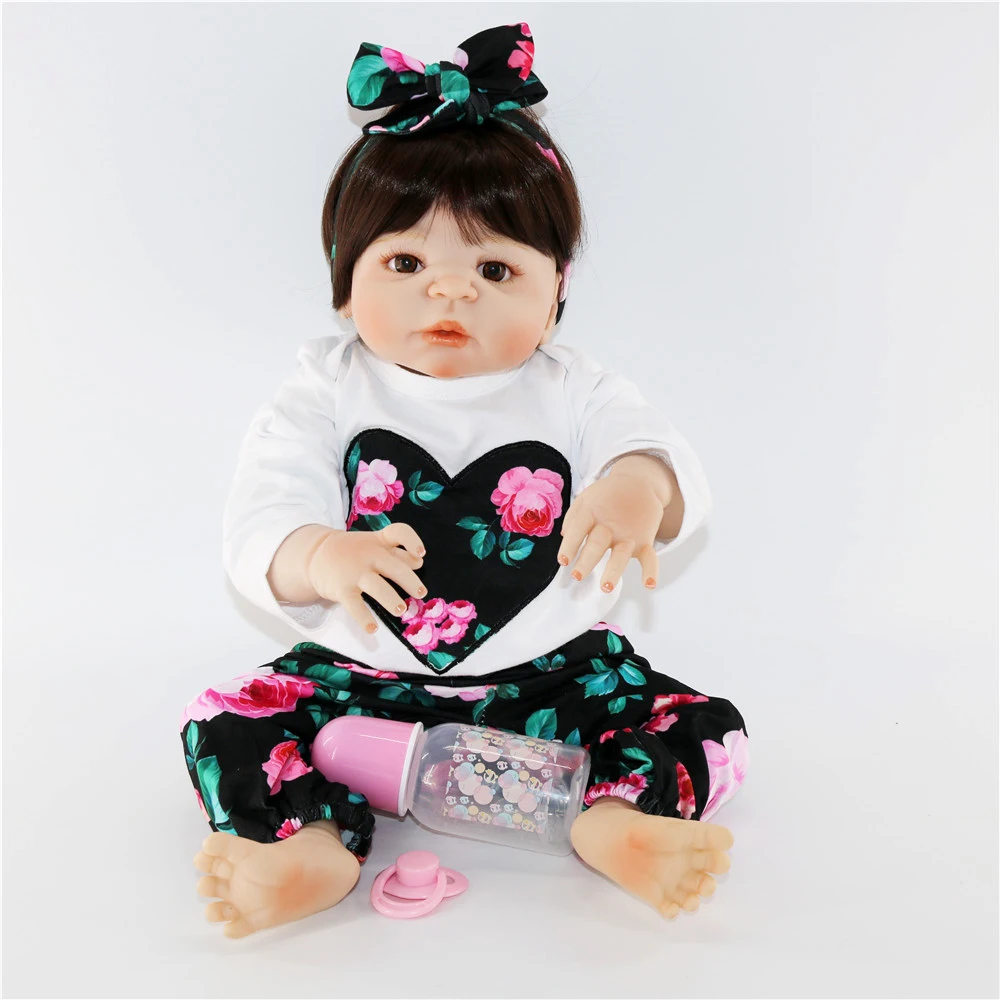 

55 см полностью силиконовая виниловая Кукла реборн принцесса Реалистичная новорожденная малышка Bebe живая игрушка подарок на день рождения ...