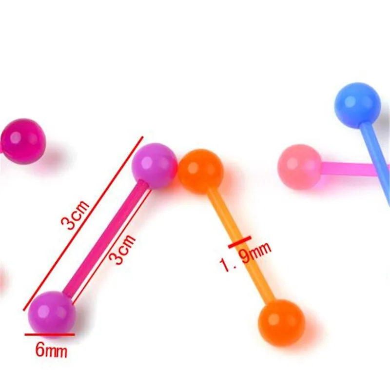 Светящиеся прямые штанги для пирсинга языка в индийском стиле 2 шт./лот 1 6*19*6 мм 14