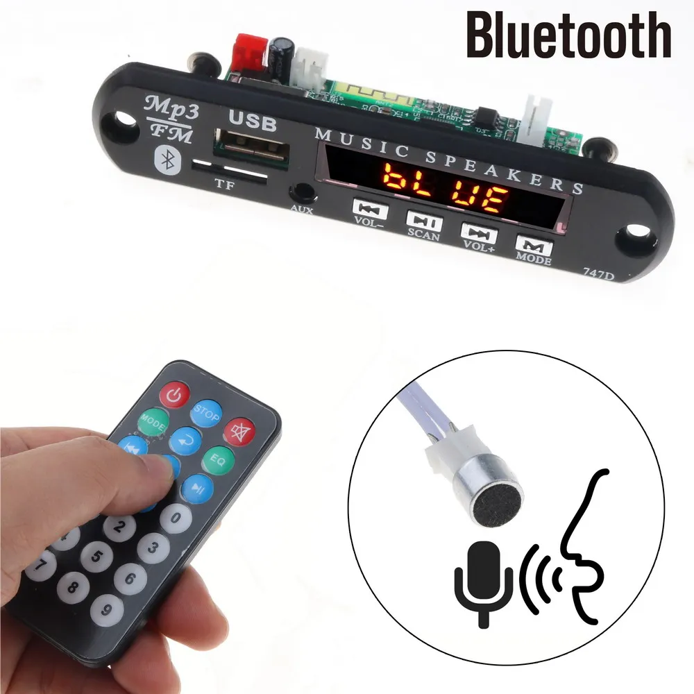 MP3 плеер с функцией громкой связи 5 В 12 Bluetooth FM радио беспроводной аудиоприемник TF